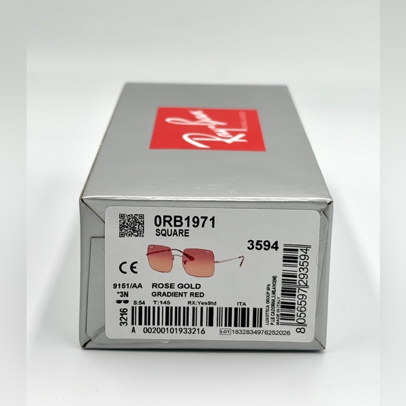 Ray-Ban Womens Sunglasses Rose Lens RB1971 Square Metal Frame 9151/AA  54-19-145 - Picture 6 of 16